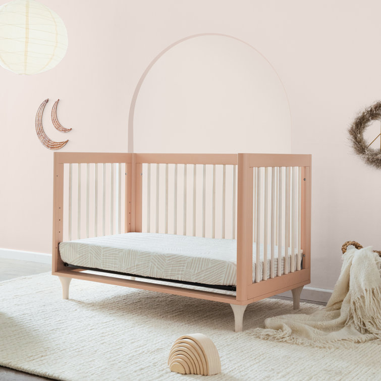 White and Natural Pine Wood 3-in-1 Convertible Crib