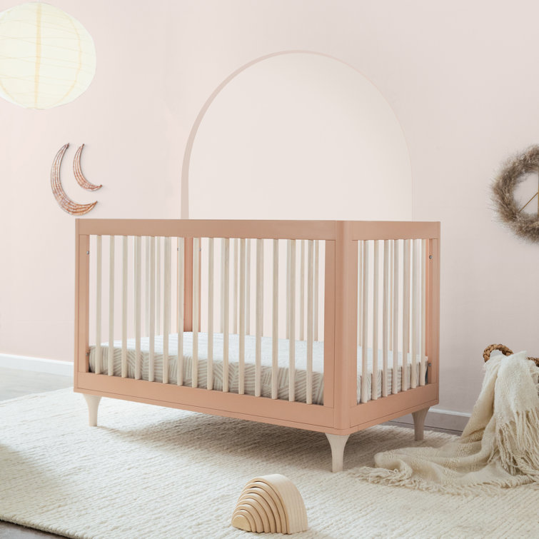 White and Natural Pine Wood 3-in-1 Convertible Crib