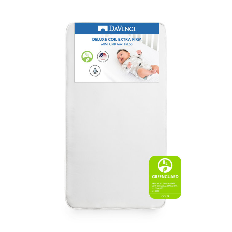 White Waterproof Innerspring Mini Crib Mattress, GREENGUARD Certified