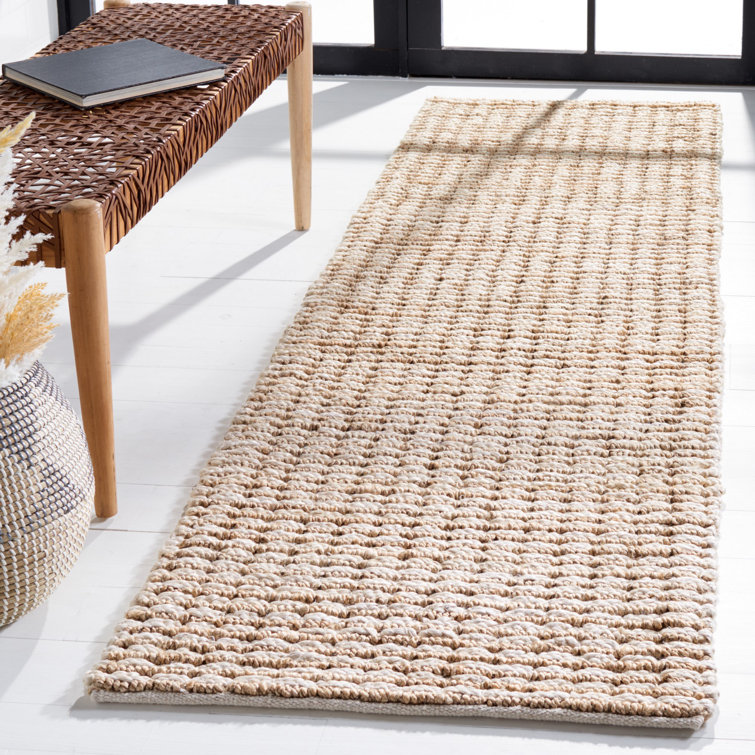 Ivory and Natural Flatweave Jute Area Rug, 8' x 10'