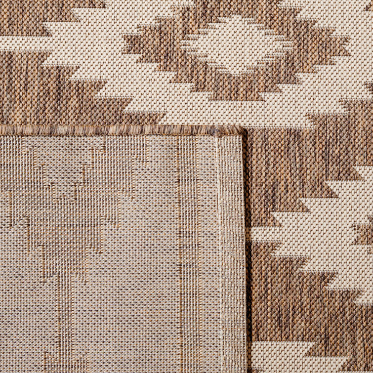 Cream and Beige Southwestern Indoor/Outdoor Runner Rug 2' x 8'