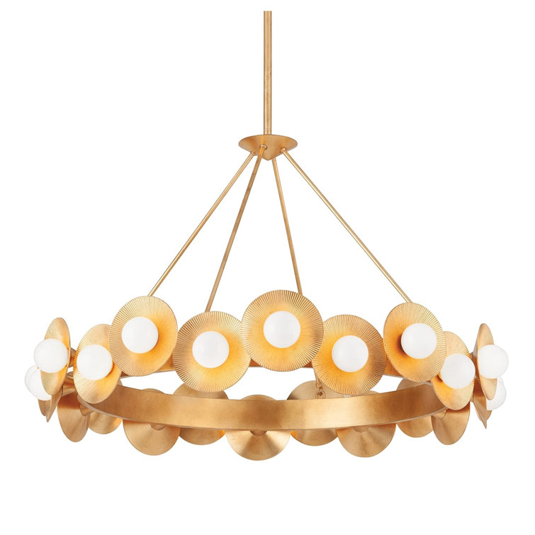 Vintage Gold Leaf 22-Light Opal Glass Chandelier