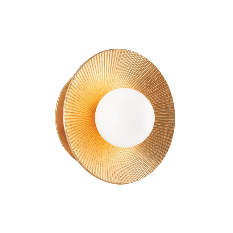 Emerald Vintage Gold Leaf 1-Light Opal Glass Sconce