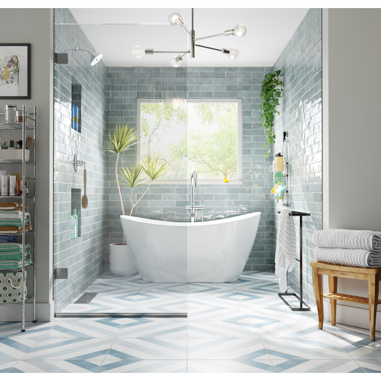 Polished Chrome Freestanding Tub Filler with Hand Shower