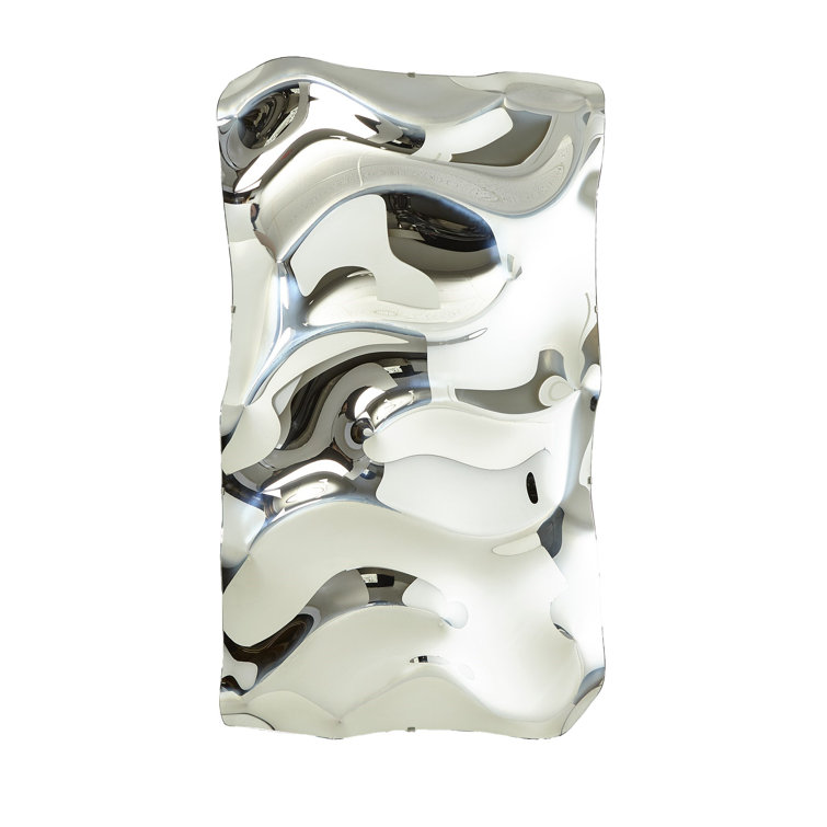 Elegant 72'' Silver Hand-Formed Italian Glass Accent Mirror