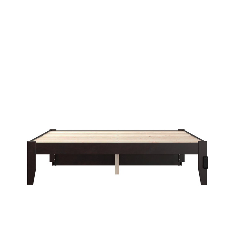 Espresso Queen Bed with Storage Drawer and USB Charger