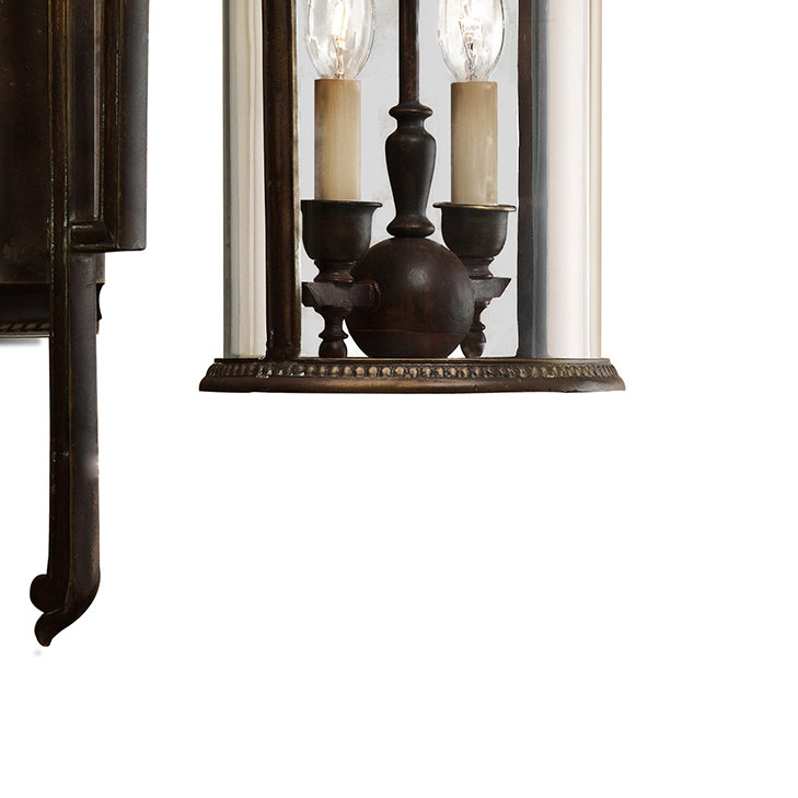 Bronze Dimmable Lantern Sconce with Clear Glass Shade