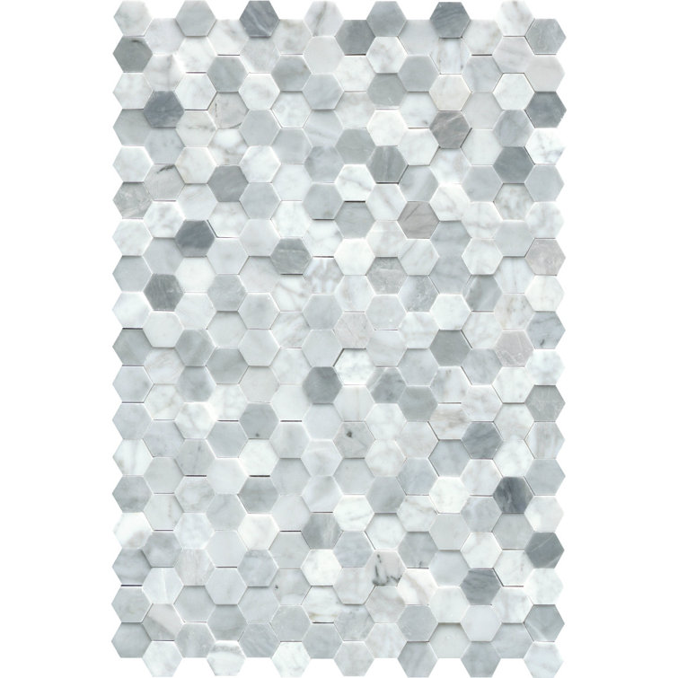 Hexagonal White Marble Mosaic Tile Sheet