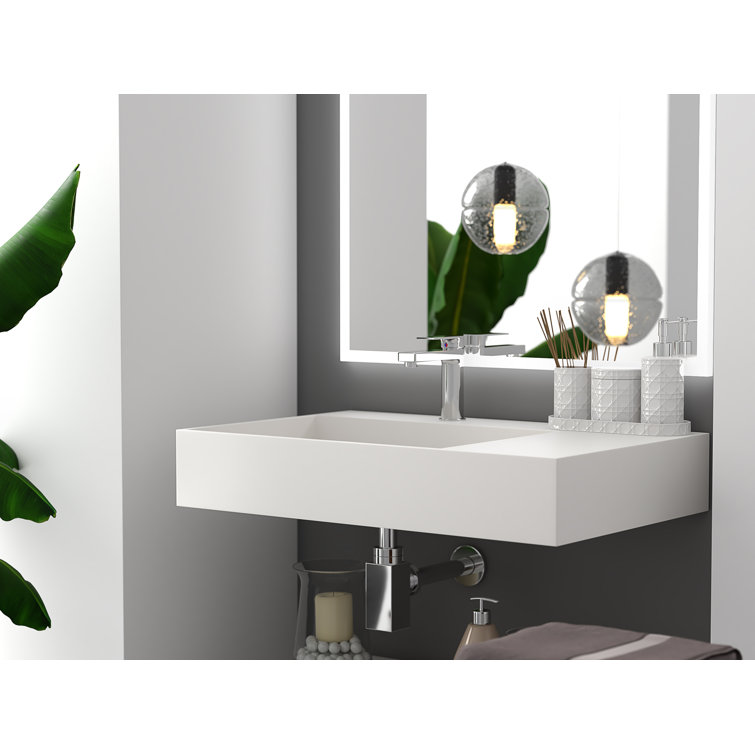 Juniper 30" Matte White Solid Surface Wall-Mounted Bathroom Sink