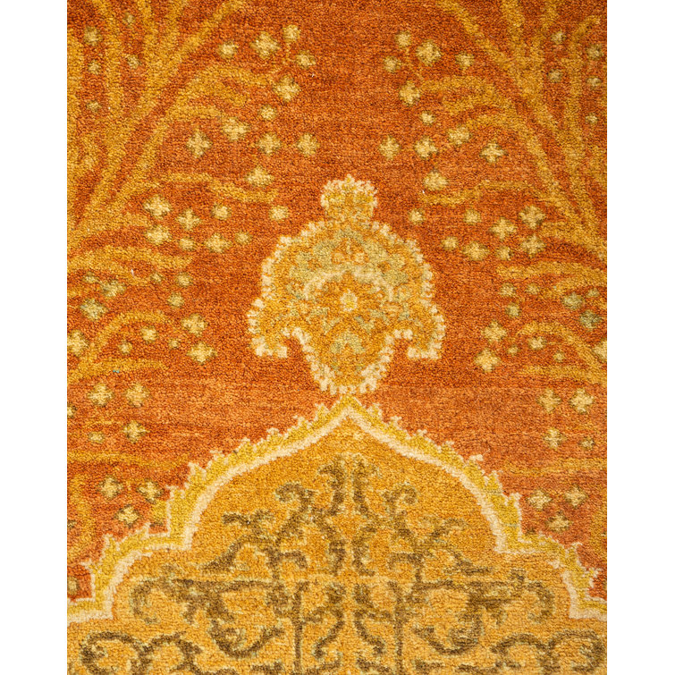 Timeless Elegance Hand-Knotted Wool Area Rug in Orange and Brown 4' x 6'