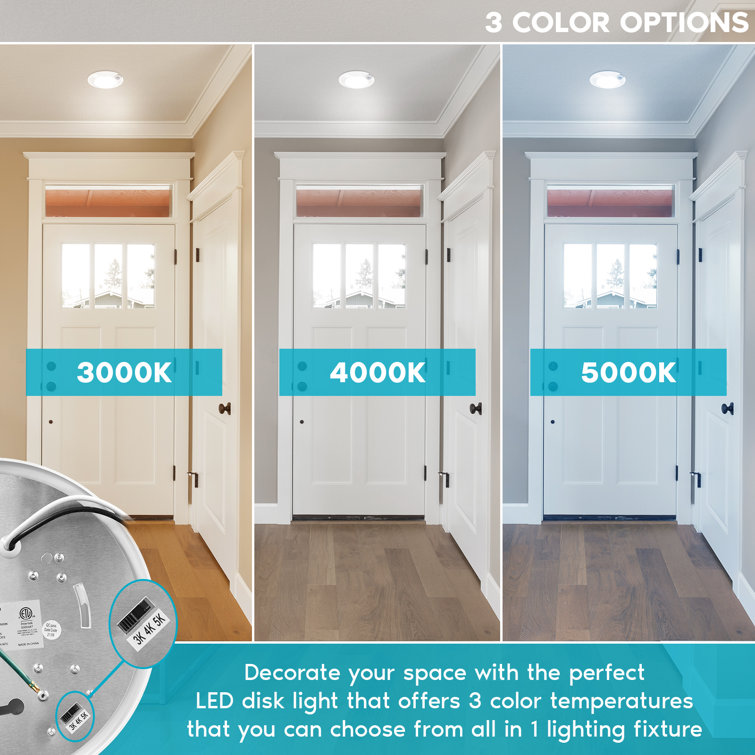 Modern Sleek White LED Motion Sensor Flush Mount Light