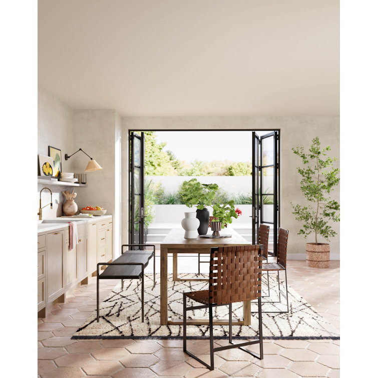 Urban Rustic Black Iron Base Genuine Leather Side Chair