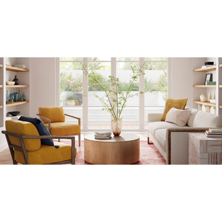 Thames Cream Linen & Distressed Natural Wood Track Arm Sofa