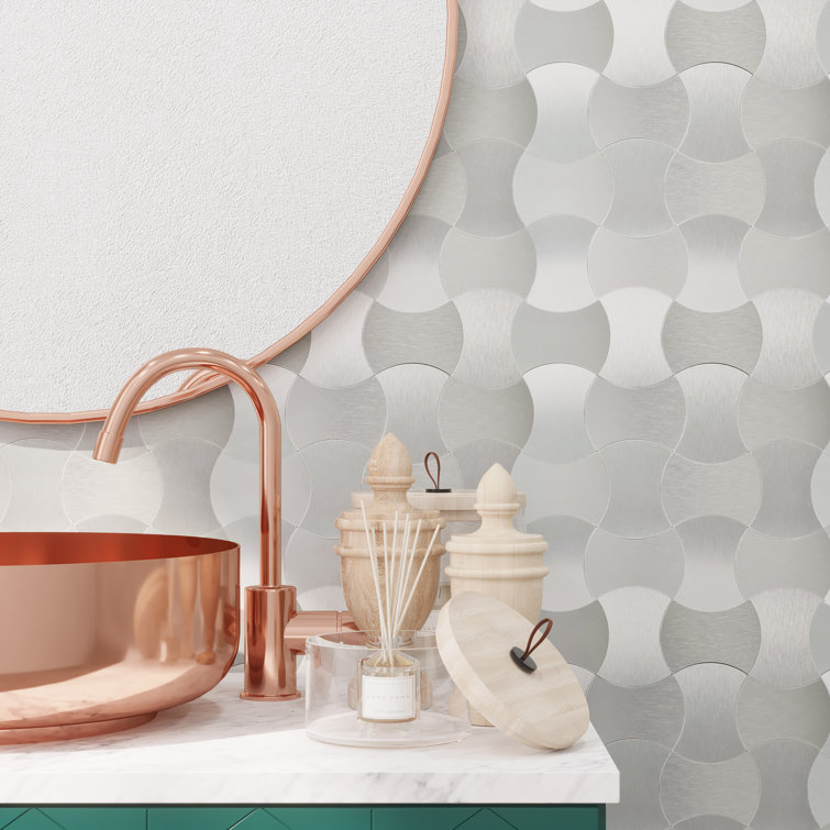 Brushed Silver Aluminum Peel and Stick Mosaic Tile