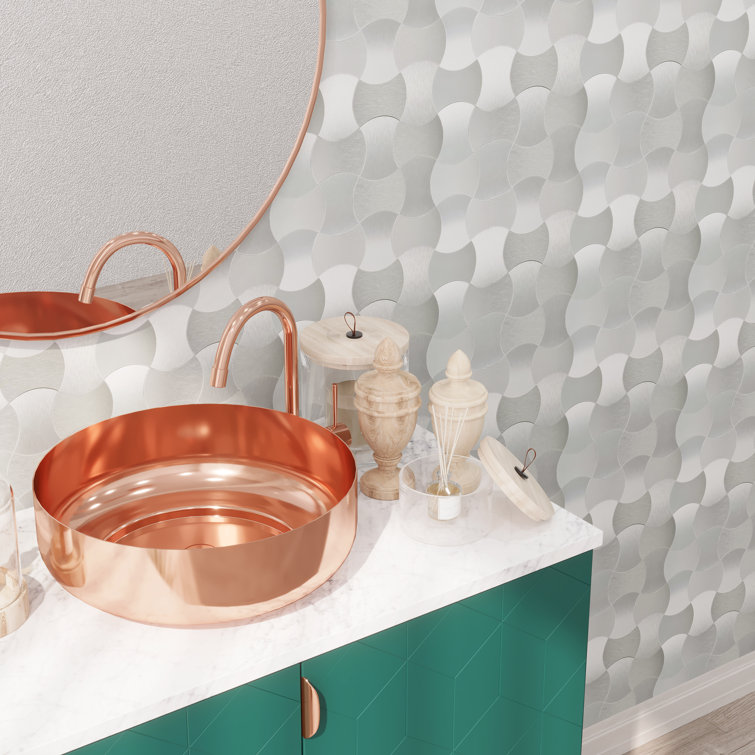 Brushed Silver Aluminum Peel and Stick Mosaic Tile