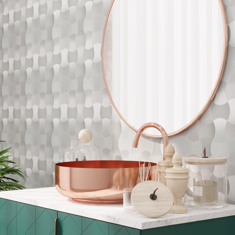 Brushed Silver Aluminum Peel and Stick Mosaic Tile