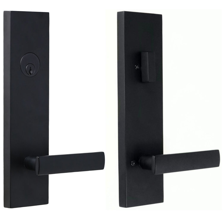 Matte Black Modern Single Cylinder Entry Lever Set