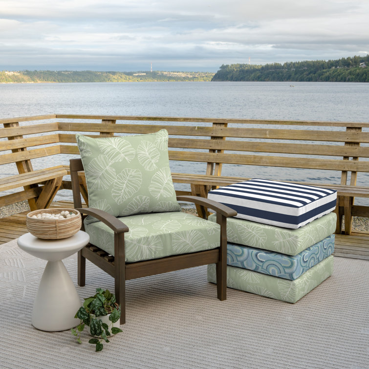 Coastal Green Leaf Eco-Friendly Outdoor Deep Seat Cushion Set