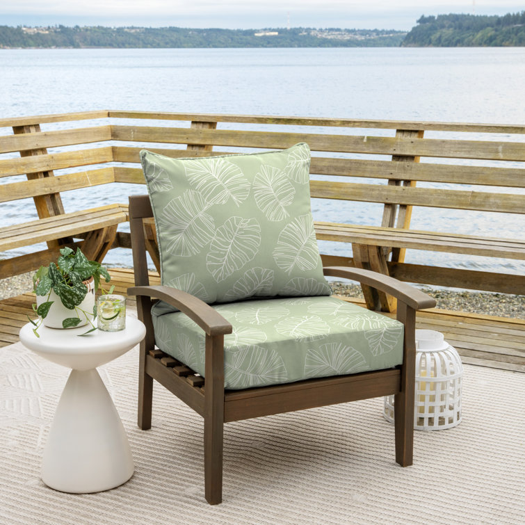 Coastal Green Leaf Eco-Friendly Outdoor Deep Seat Cushion Set