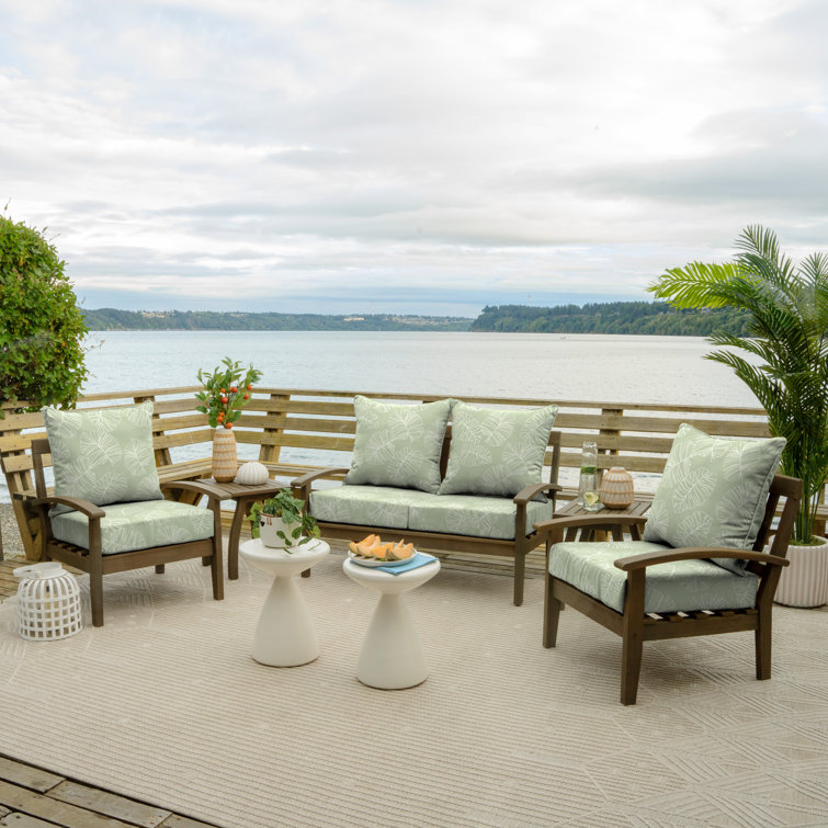 Coastal Green Leaf Eco-Friendly Outdoor Deep Seat Cushion Set