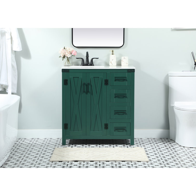 Slayton 32'' Green Oak Freestanding Single Bathroom Vanity