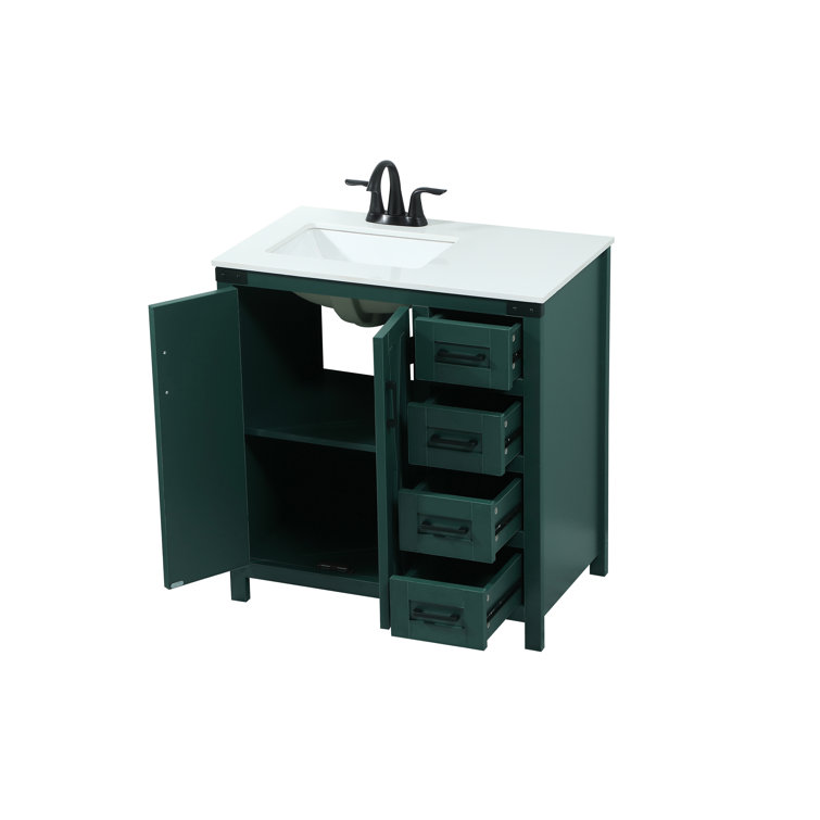 Slayton 32'' Green Oak Freestanding Single Bathroom Vanity