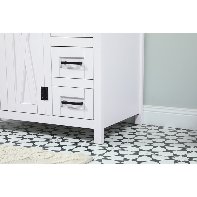 White Freestanding Single Bathroom Vanity with Ceramic Sink