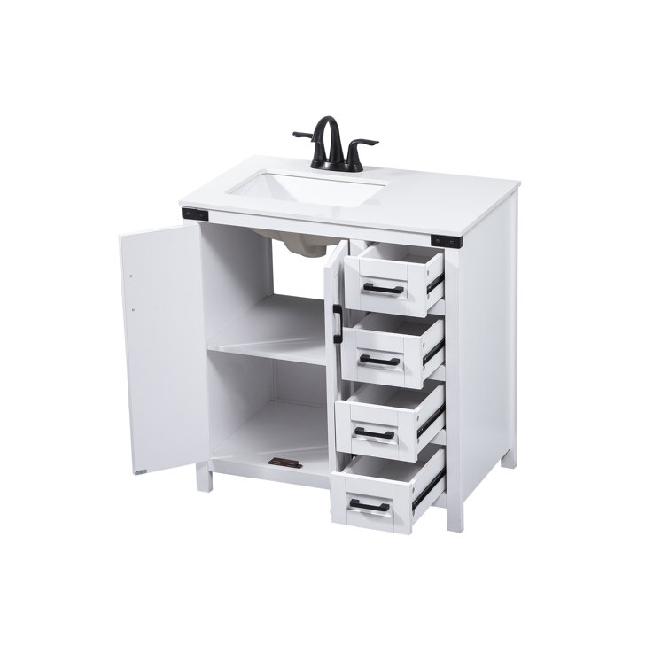 White Freestanding Single Bathroom Vanity with Ceramic Sink