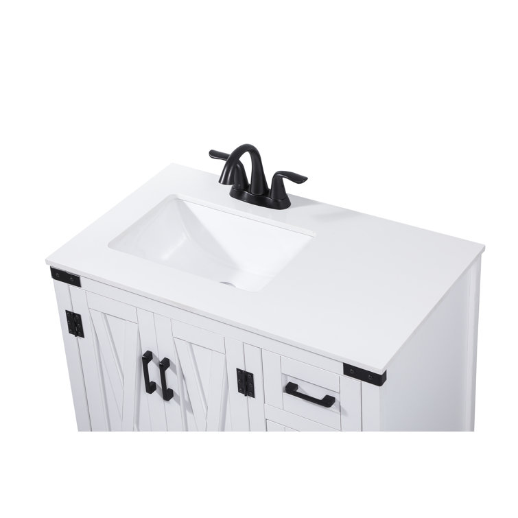 White Freestanding Single Bathroom Vanity with Ceramic Sink