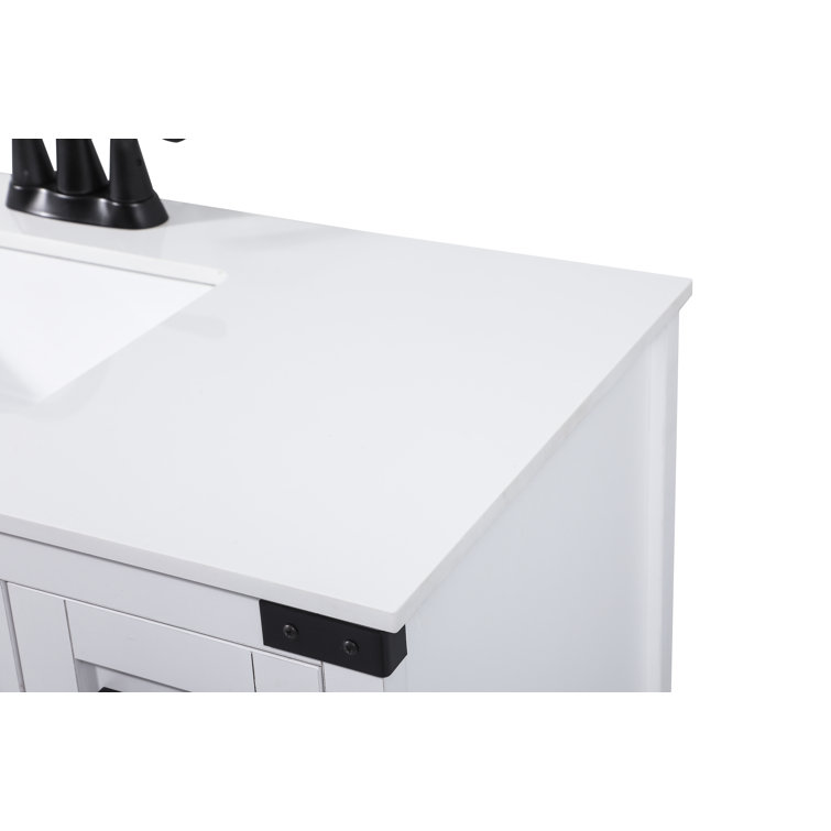 White Freestanding Single Bathroom Vanity with Ceramic Sink
