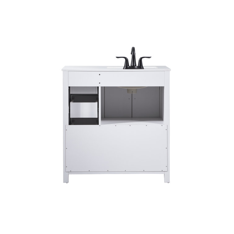 White Freestanding Single Bathroom Vanity with Ceramic Sink