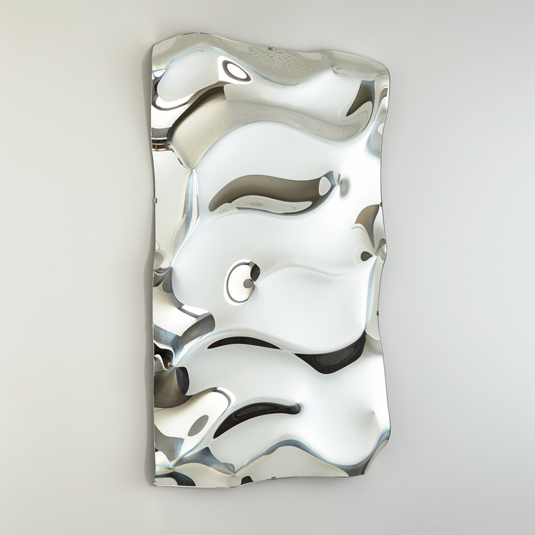 Elegant 72'' Silver Hand-Formed Italian Glass Accent Mirror