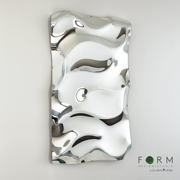 Elegant 72'' Silver Hand-Formed Italian Glass Accent Mirror