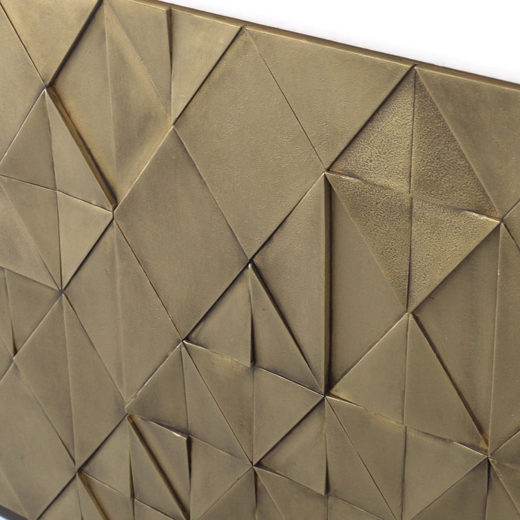 Polished Brass Triangle Cabinet with Marble Top and Adjustable Shelves