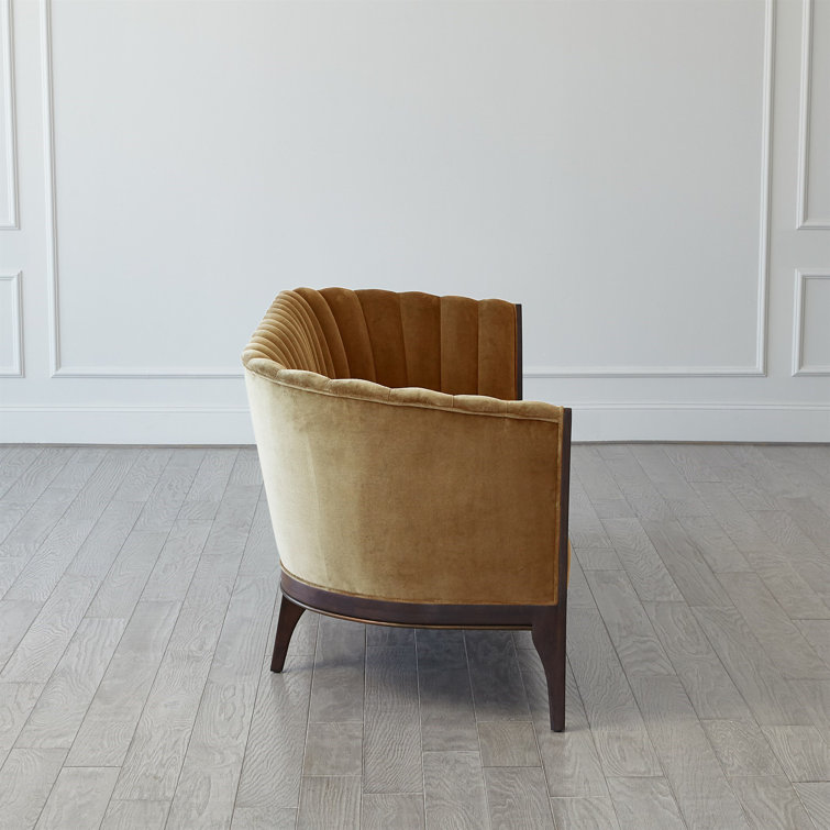Elegant Toast Velvet 3-Seater Sofa with Brass Accent and Walnut Legs