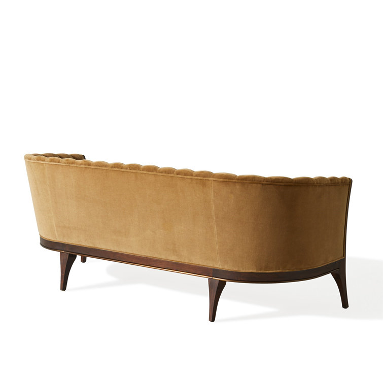 Elegant Toast Velvet 3-Seater Sofa with Brass Accent and Walnut Legs