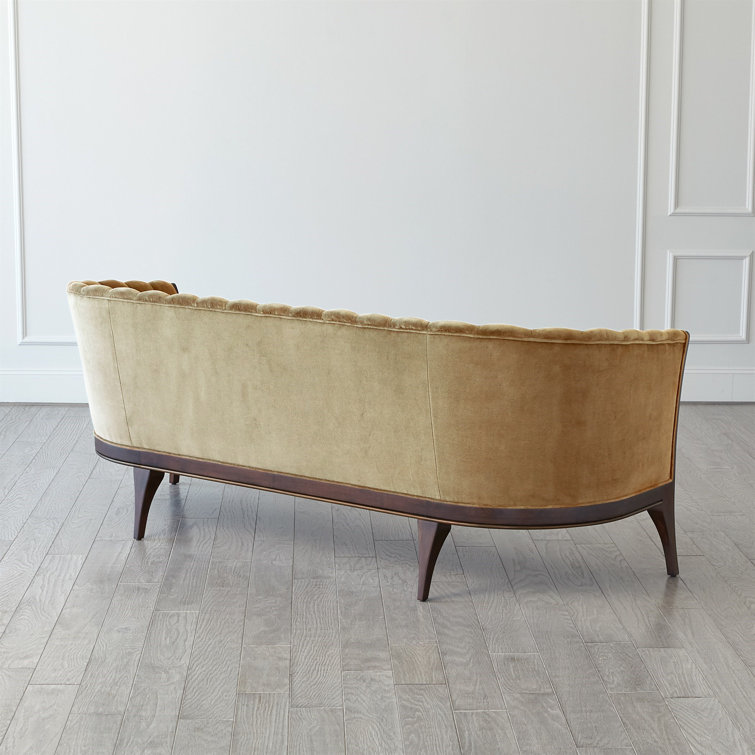 Elegant Toast Velvet 3-Seater Sofa with Brass Accent and Walnut Legs