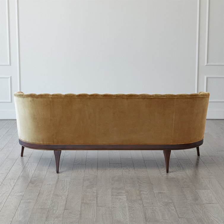 Elegant Toast Velvet 3-Seater Sofa with Brass Accent and Walnut Legs