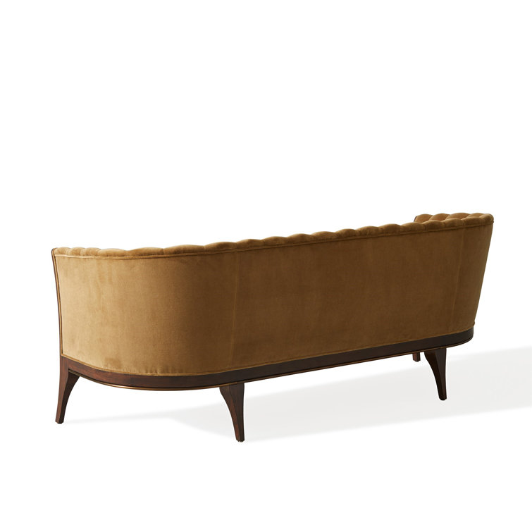 Elegant Toast Velvet 3-Seater Sofa with Brass Accent and Walnut Legs