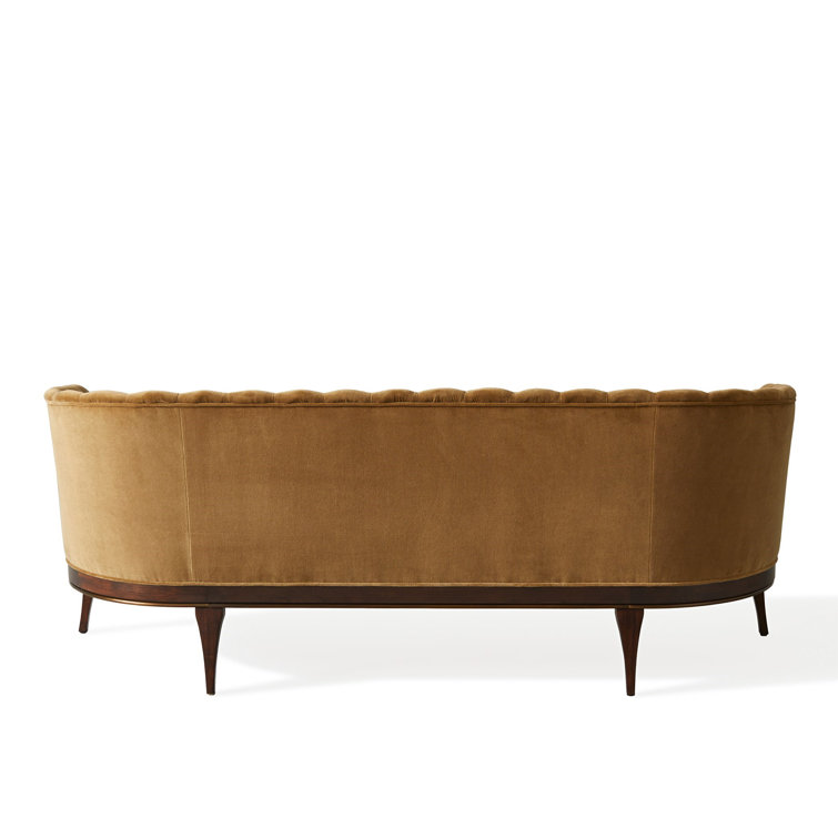 Elegant Toast Velvet 3-Seater Sofa with Brass Accent and Walnut Legs