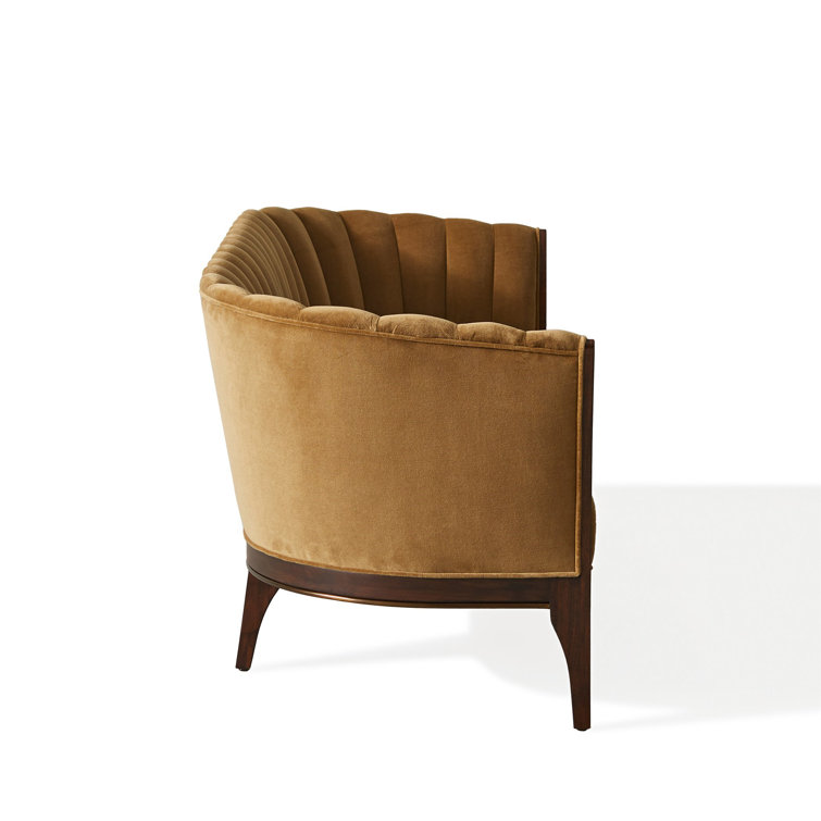 Elegant Toast Velvet 3-Seater Sofa with Brass Accent and Walnut Legs