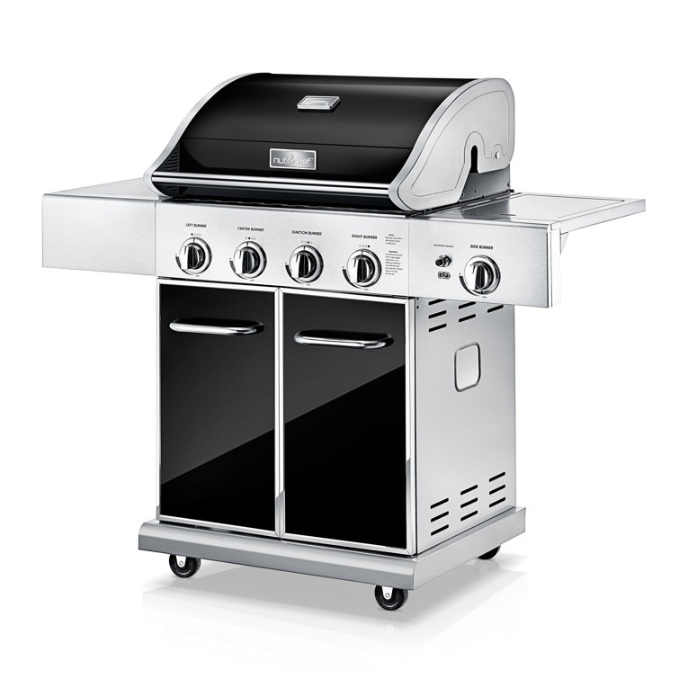 NutriChef Stainless Steel 5-Burner Propane Gas Grill with Side Burner