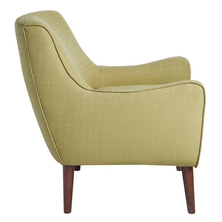 Mid-Century Modern Green Upholstered Accent Chair with Wood Legs