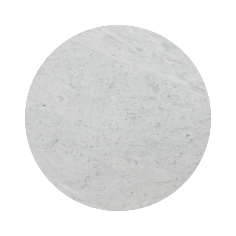 Contemporary Bianco Oak Round End Table with Italian Marble Top