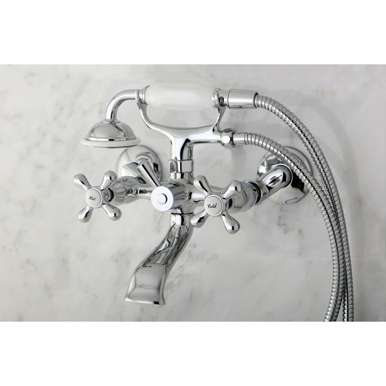 Polished Chrome Clawfoot Tub Faucet with Hand Shower