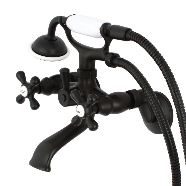 Victorian Oil Rubbed Bronze Wall Mount Clawfoot Tub Faucet with Hand Shower