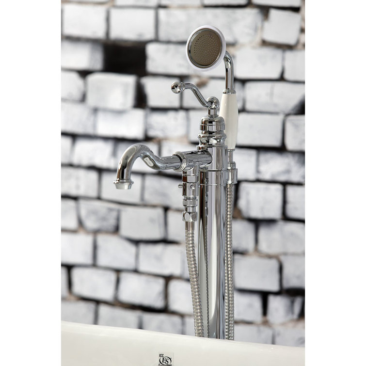 Polished Chrome Freestanding Tub Faucet with Hand Shower