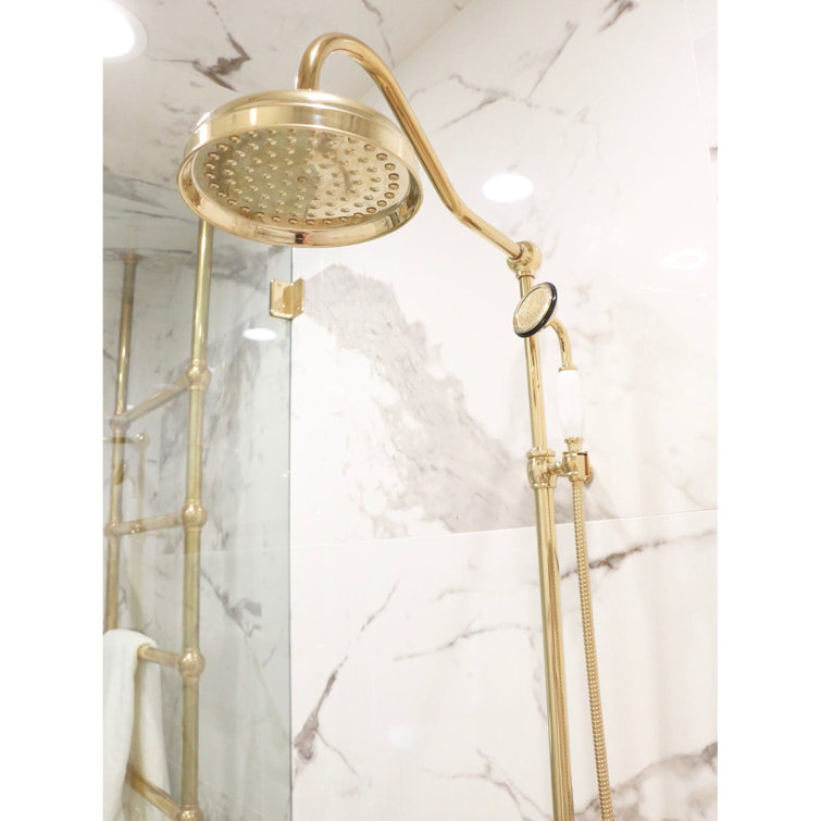 Taiwanese Traditional Polished Brass Adjustable Rain Shower Set