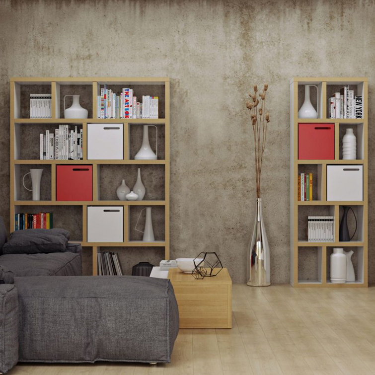 Berlin Pure White 59" Wide 5-Level Plywood Geometric Bookcase