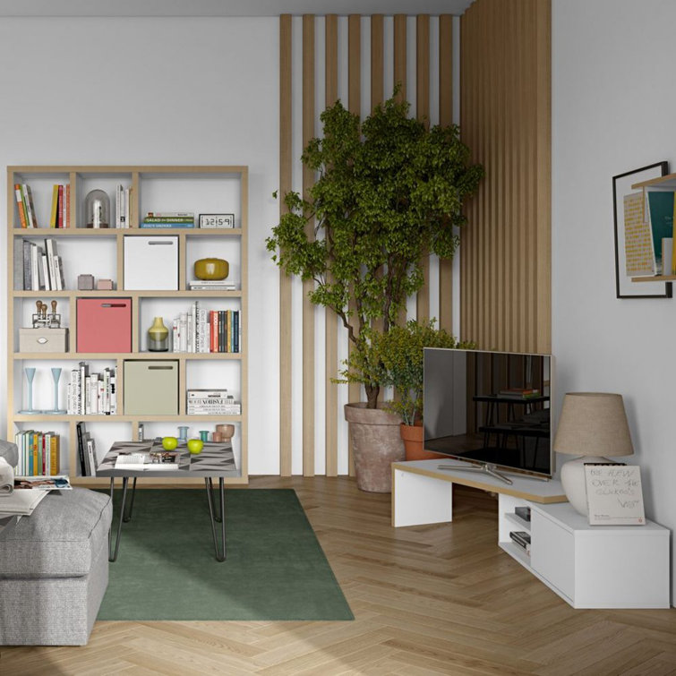 Berlin Pure White 59" Wide 5-Level Plywood Geometric Bookcase
